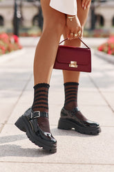 Chaussures en cuir verni à boucle pour femme - Noir